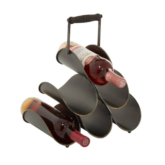 15" Black Metal Industrial Wine Rack